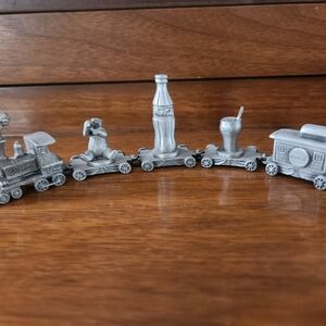 Coca-Cola 5 Piece Miniature Pewter Train Set
